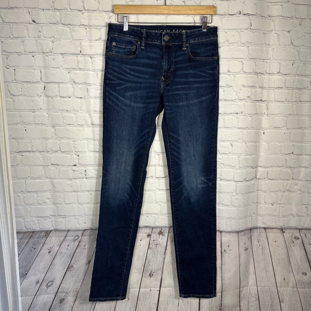 American Eagle Jeans Mens 30x36‎ Blue Slim Straight Denim Dark Wash
